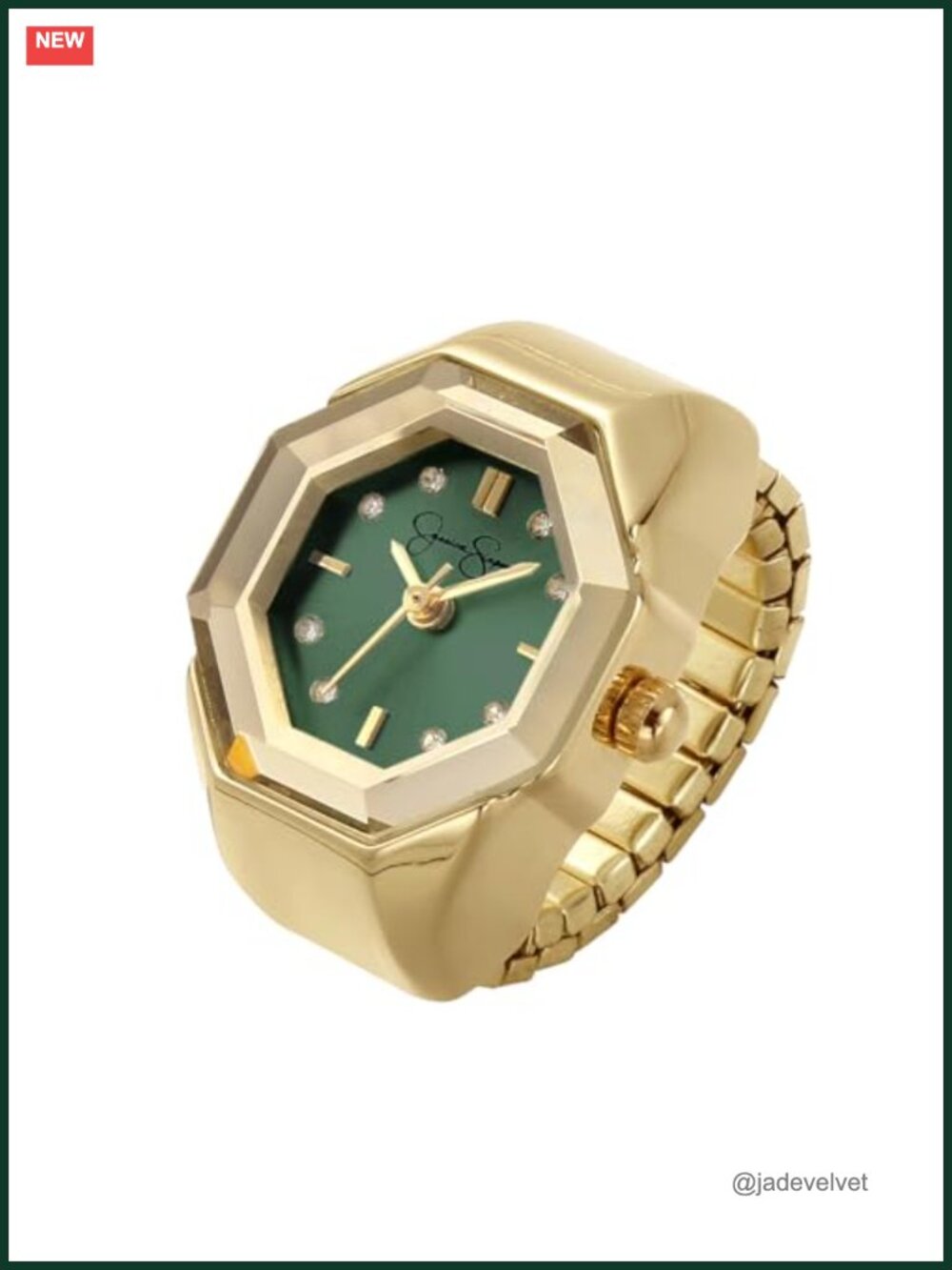 Gold Plated Adjustable Ring Watch Quartz Analog Mini Dial Stretch Band